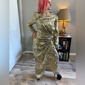 Vintage Couture Cyreld Paris 80s does 40s Size 10/12 Silk Gold Lame Gown